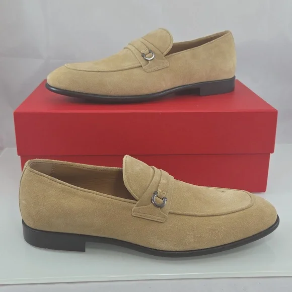 NWT $895 Salvatore Ferragamo Desio Suede Leather Moccasins Size 8.5